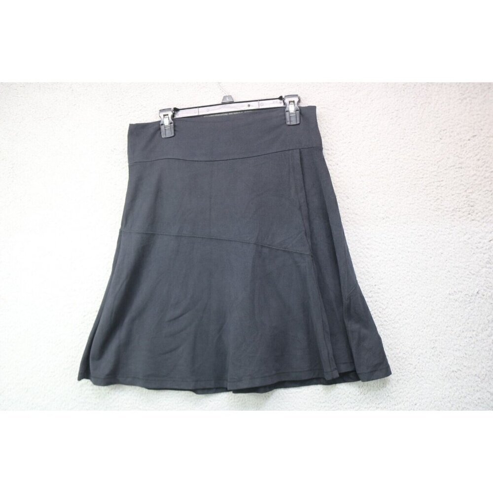 Athleta Black Faux Wrap Pull On Skirt-Size Medium-Back Zip Pocket